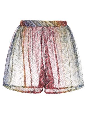 Missoni Zigzag-print high-waisted shorts - Red