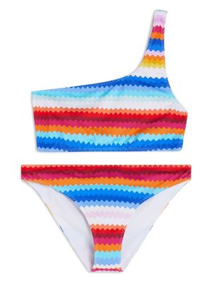 Missoni zigzag-print one-shoulder bikini - Blue