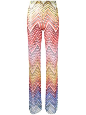 Missoni Zigzag-print straight-leg tulle trousers - Red