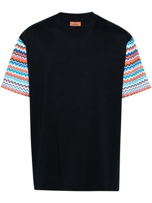 Missoni zigzag-sleeves cotton T-shirt - Blue