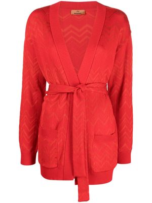 Missoni zigzag tie-fastening cardi-coat - Red