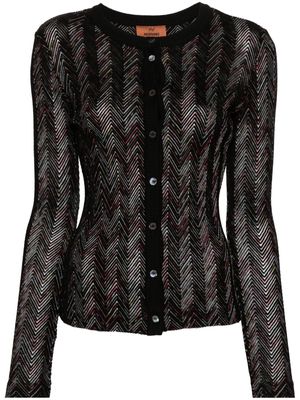 Missoni zigzag-woven collarless cardigan - Black