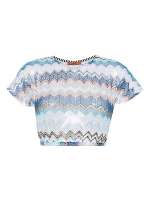 Missoni zigzag-woven cropped T-shirt - Blue