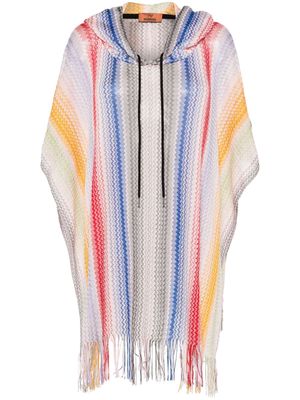 Missoni zigzag-woven fringed poncho - Pink