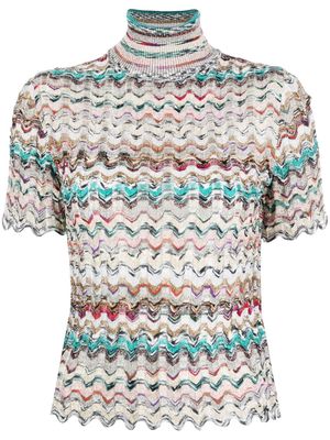 Missoni zigzag-woven high-neck top - Gold