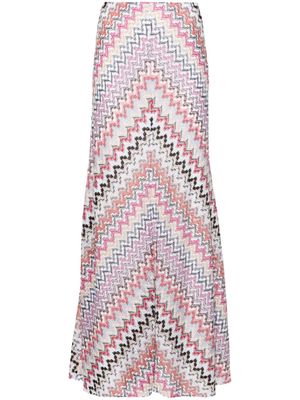 Missoni zigzag-woven long-length skirt - Pink