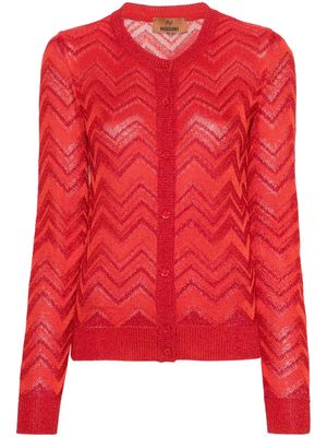 Missoni zigzag-woven lurex cardigan - Red