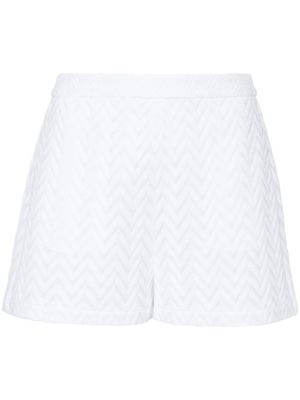 Missoni zigzag-woven mesh-design shorts - White