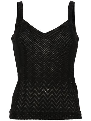 Missoni zigzag-woven mesh-design top - Black