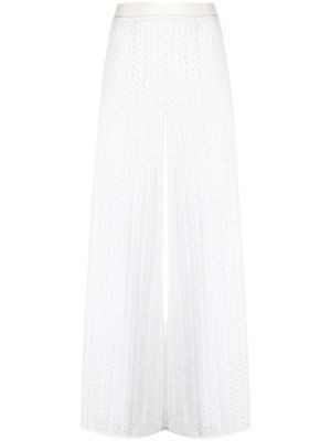 Missoni zigzag-woven palazzo trousers - White
