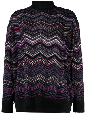 Missoni zigzag-woven roll-neck jumper - Black