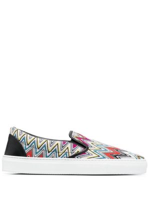 Missoni zigzag-woven slip-on sneakers - Red