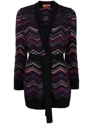 Missoni zigzag-woven tied-waist cardigan - Black