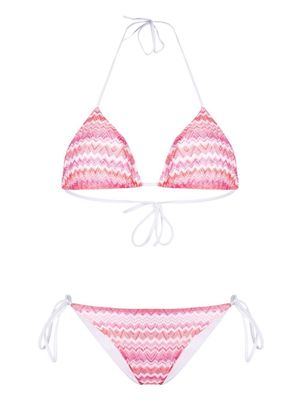 Missoni zigzag-woven triangle bikini - Pink