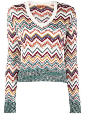 Missoni zigzag woven V-neck jumper - Neutrals
