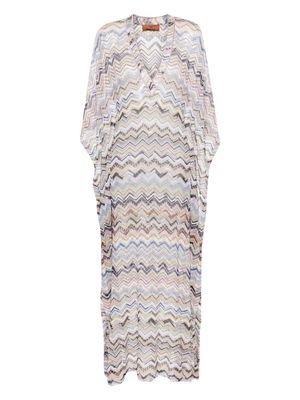 Missoni zigzag-woven V-neck kaftan - Blue