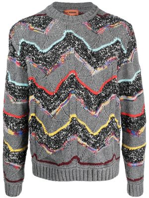 Missoni zigzag-woven wool-blend jumper - Grey
