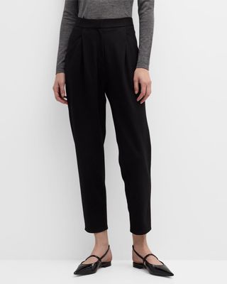Missy Boiled Wool Pleated Tapered Ankle Pants