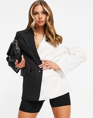 Missy Empire contrast oversized blazer in black multi