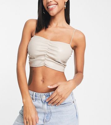 Missyempire exclusive ruched bralette in stone - part of a set-Neutral