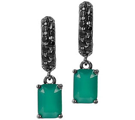 Mistero 2.25 cttw Gemstone  Dangle Hoop Earring s, Sterling