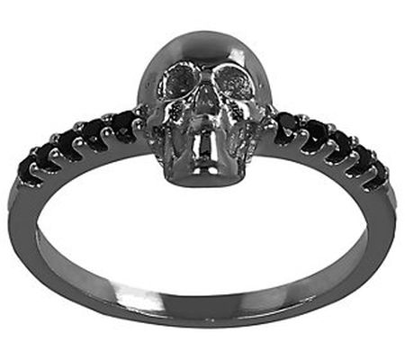 Mistero Black Spinel Skull Ring, Sterling Silve