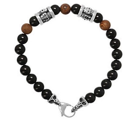 Mistero For Him Gemstone & Wood Bead Bracelet