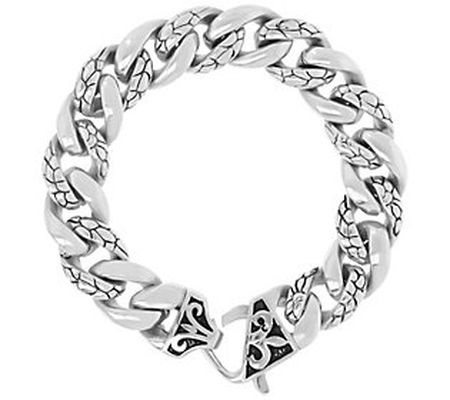 Mistero for Him Textured Curb Link Bracelet