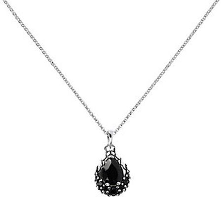 Mistero Sterling Pear-Shaped Black Spinel Penda nt with Chain