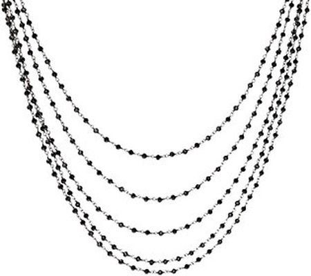 Mistero Sterling Silver Black Spinel Multi-Stra nd Necklace