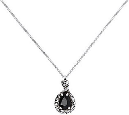 Mistero Sterling Silver Black Spinel Pendant wi th Chain