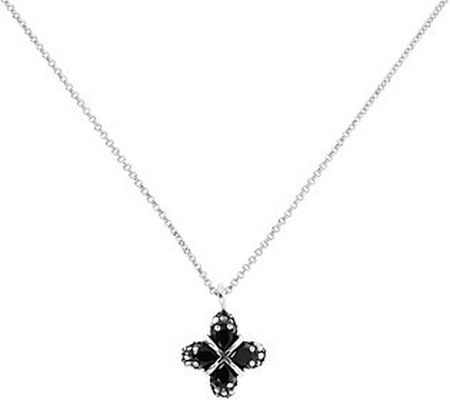 Mistero Sterling Silver Black Spinel X-Design P endant & Chain