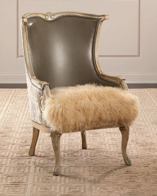 Misty Leather Wing Chair