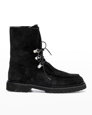 Mita Suede Shearling Lace-Up Booties