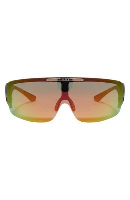 MITA SUSTAINABLE EYEWEAR Sobe 136mm Shield Sunglasses in Matte Black/Red Mirror Shield
