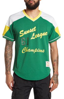 Mitchell & Ness x Fred Segal Sunset League Mesh Jersey in Green/White