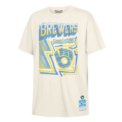 Mitchell & Ness Youth Cream Milwaukee Brewers Cooperstown Collection Sketch T-Shirt