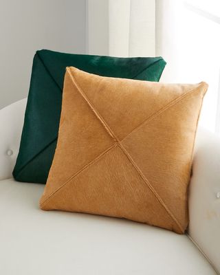 Mitered Hair Hide Pillow, 19"Sq.