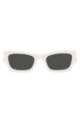 Miu Miu 53mm Rectangular Sunglasses in White