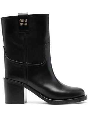 Miu Miu 75mm leather ankle boots - Black