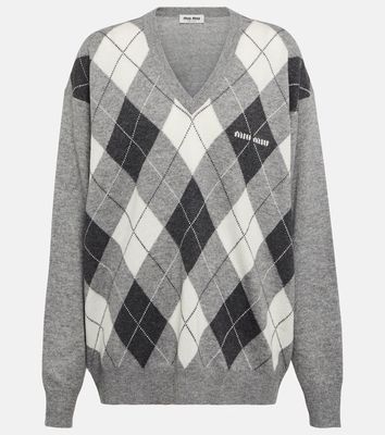 Miu Miu Argyle cashmere sweater