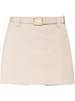 Miu Miu belted cotton miniskirt - Neutrals
