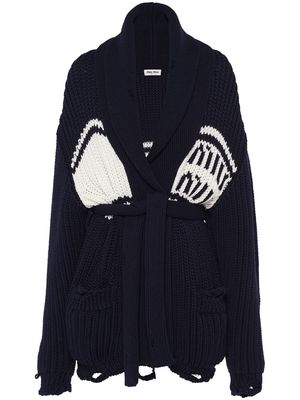 Miu Miu belted shawl-lapel cardigan - Black