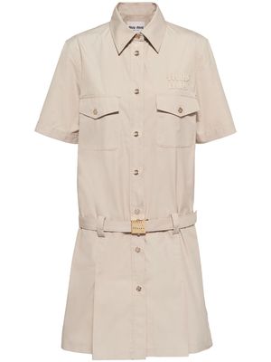 Miu Miu belted shirt minidress - Neutrals