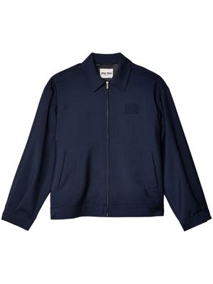 Miu Miu Blouson logo-embroidered jacket - Blue