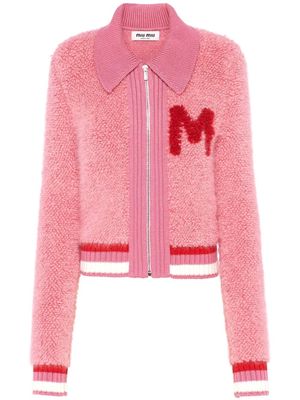 Miu Miu bouclé zip-up cardigan - Pink