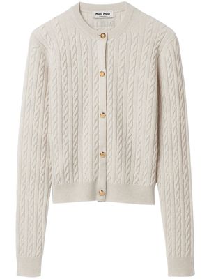 Miu Miu cable-knit cashmere cardigan - White