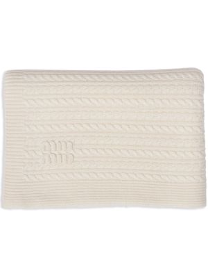 Miu Miu cable-knit cashmere throw - White