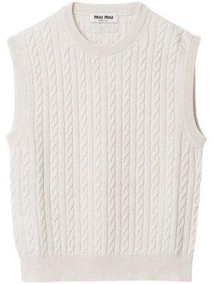 Miu Miu cable-knit cashmere vest - White