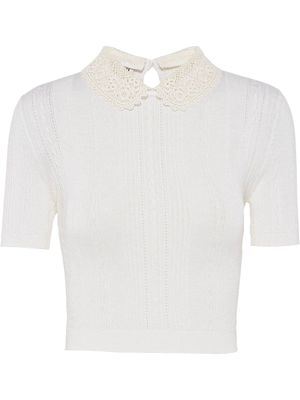 Miu Miu cashmere-blend knit top - White